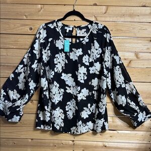 Floral Black and White Women's Top